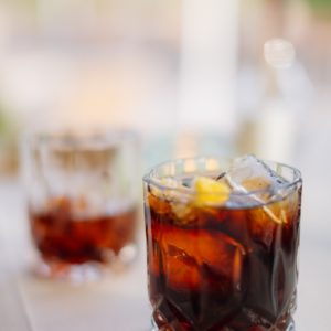 a close up of a drink on a table